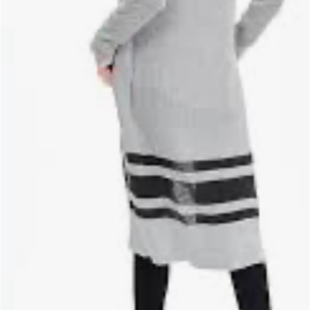 Banana Republic grey and black stripe knee length cardigan - Picture 9 of 9